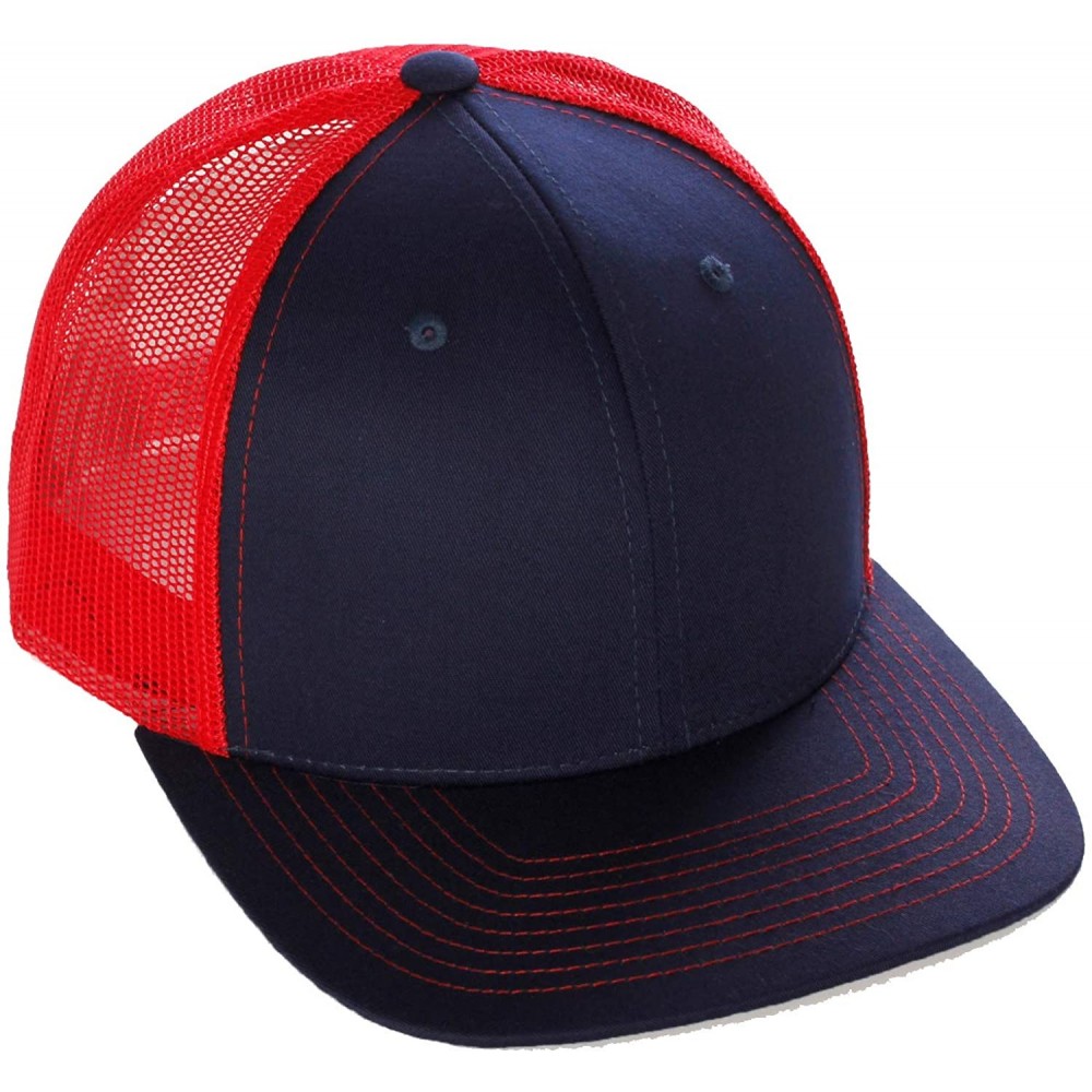 Baseball Caps Vintage Retro Style Plain Two Tone Trucker Hat Adjustable Snapback Baseball Cap - Navy Red - CB18HM8E4WM $10.67