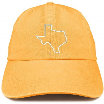 Baseball Caps Texas State Outline Embroidered Washed Cotton Adjustable Cap - Mango - CC185LTX0R9 $17.81