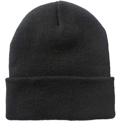 Skullies & Beanies 100% Acrylic Winter Cuffed Beanie with Soft Lining Adult Size for Men and Women - Black - CO18K2HT4A6 $24.10