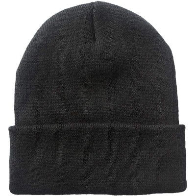 Skullies & Beanies 100% Acrylic Winter Cuffed Beanie with Soft Lining Adult Size for Men and Women - Black - CO18K2HT4A6 $13.49