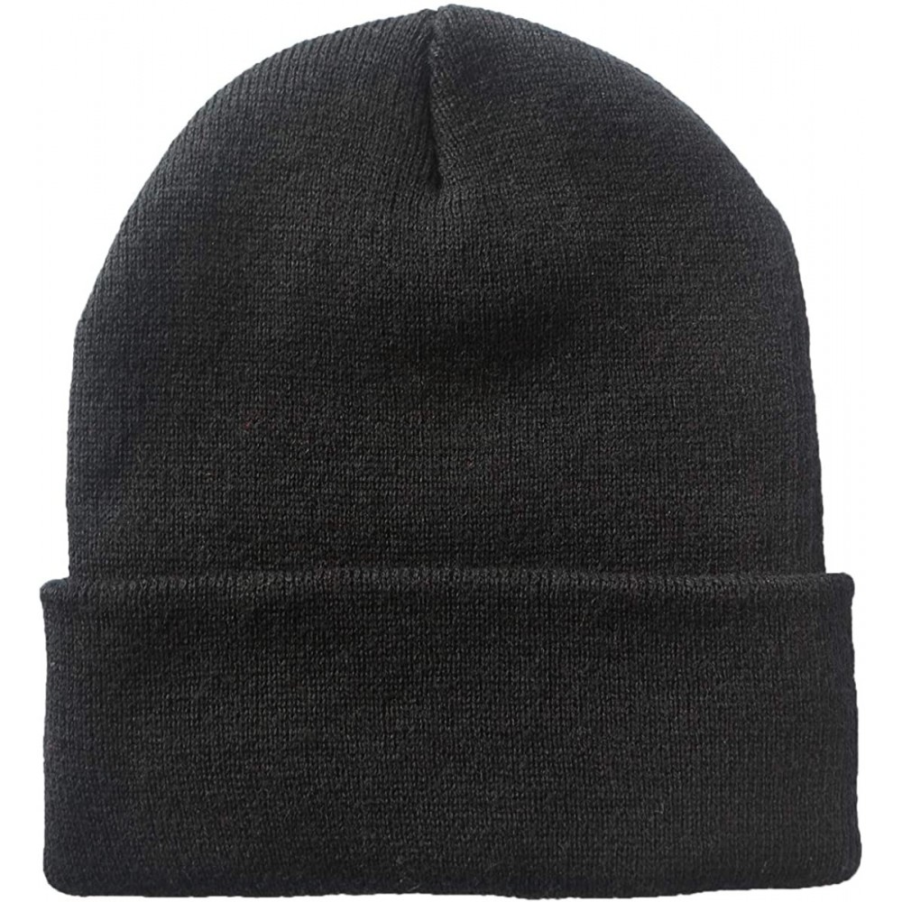 Skullies & Beanies 100% Acrylic Winter Cuffed Beanie with Soft Lining Adult Size for Men and Women - Black - CO18K2HT4A6 $13.49