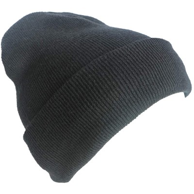 Skullies & Beanies 100% Acrylic Winter Cuffed Beanie with Soft Lining Adult Size for Men and Women - Black - CO18K2HT4A6 $13.49