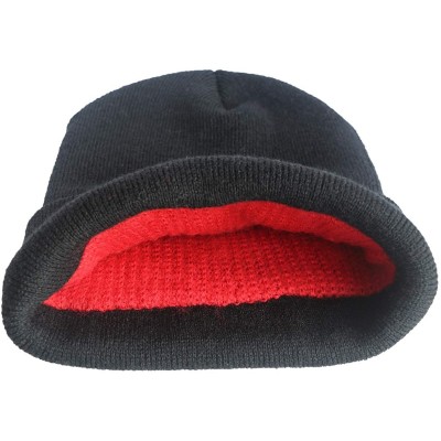 Skullies & Beanies 100% Acrylic Winter Cuffed Beanie with Soft Lining Adult Size for Men and Women - Black - CO18K2HT4A6 $13.49