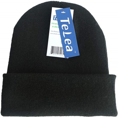 Skullies & Beanies 100% Acrylic Winter Cuffed Beanie with Soft Lining Adult Size for Men and Women - Black - CO18K2HT4A6 $13.49