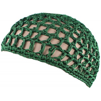 Skullies & Beanies Women Soft Rayon Snood Hat Hair Net Crocheted Hair Net Cap Mix Colors Dropshipping - Kufi Green-2pcs - C71...