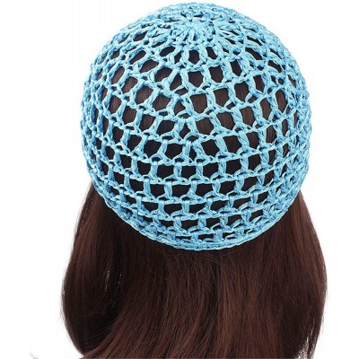 Skullies & Beanies Women Soft Rayon Snood Hat Hair Net Crocheted Hair Net Cap Mix Colors Dropshipping - Kufi Green-2pcs - C71...