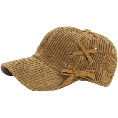 Baseball Caps Ball Cap Classic Soft String Tie Corduroy Adjustable Baseball Hat Truckers - Brown - CC188QNDR4I $16.08