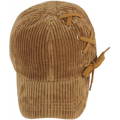 Baseball Caps Ball Cap Classic Soft String Tie Corduroy Adjustable Baseball Hat Truckers - Brown - CC188QNDR4I $16.08