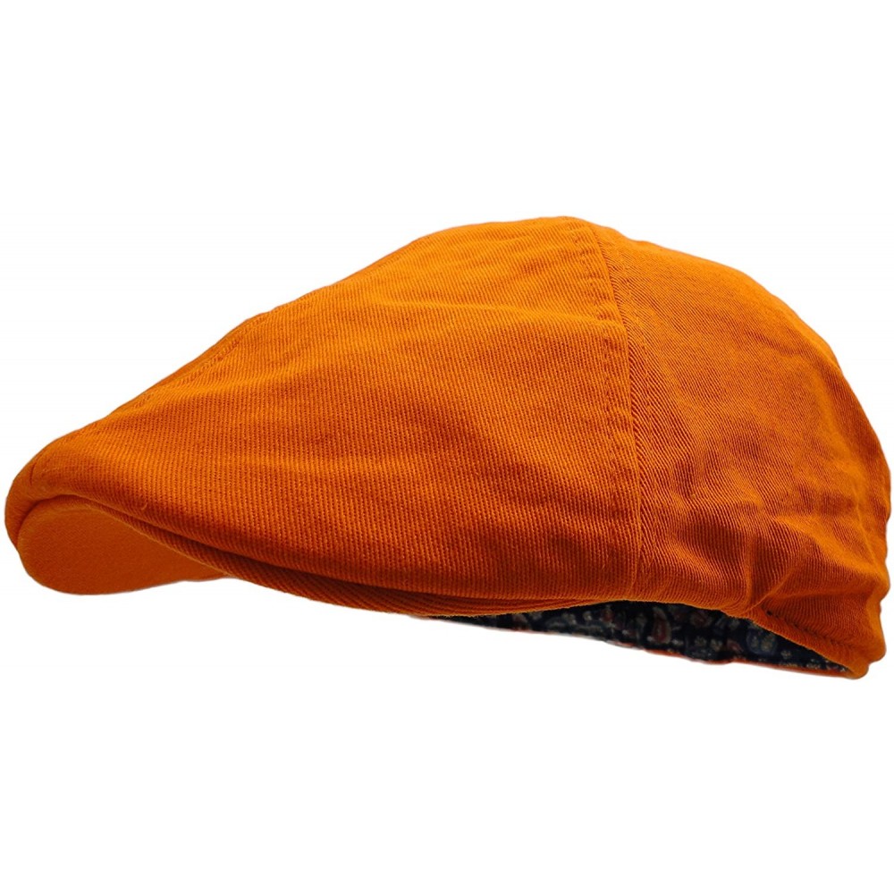 Newsboy Caps Men's Cotton Vibrant Colored Newsboy Cap - Orange - CV18933UXLL $12.68