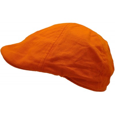 Newsboy Caps Men's Cotton Vibrant Colored Newsboy Cap - Orange - CV18933UXLL $12.68