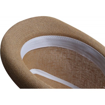 Fedoras Fedora Hats for Men & Women Tribly Short Brim Summer Paper - 03 - Khaki - CF18W4ZSL0W $8.96