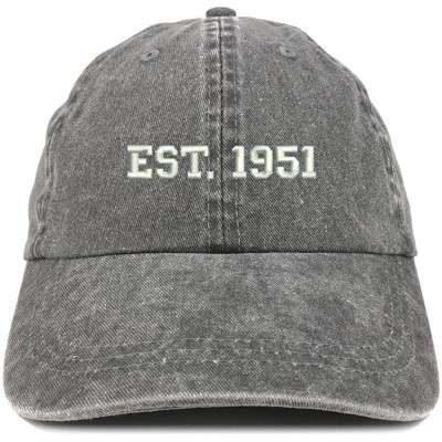 Baseball Caps EST 1951 Embroidered - 69th Birthday Gift Pigment Dyed Washed Cap - Black - C5180R2YER9 $14.63