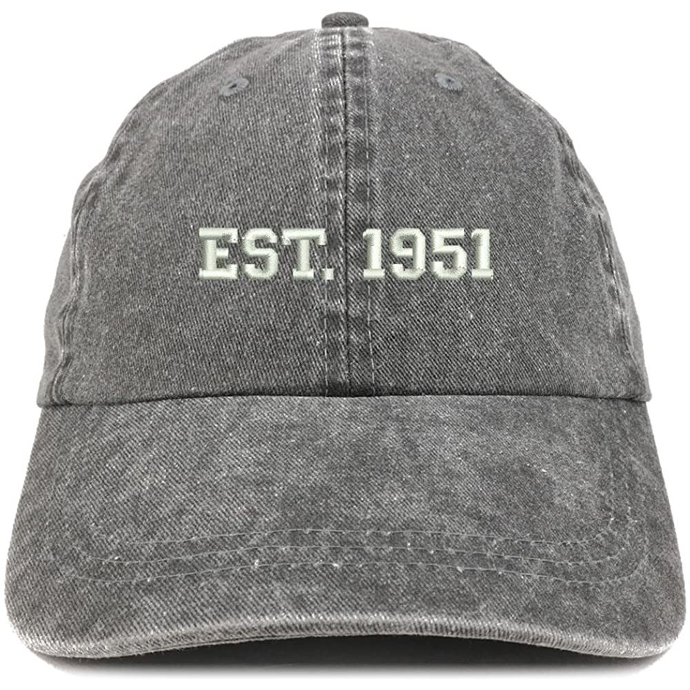 Baseball Caps EST 1951 Embroidered - 69th Birthday Gift Pigment Dyed Washed Cap - Black - C5180R2YER9 $14.63