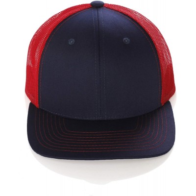 Baseball Caps Vintage Retro Style Plain Two Tone Trucker Hat Adjustable Snapback Baseball Cap - Navy Red - CB18HM8E4WM $10.67