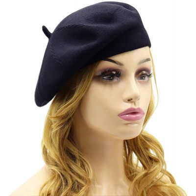 Berets French Beret Hat-Reversible Solid Color Cashmere Beret Cap for Womens Girls Lady Adults - Navy1 - CL192A9ICDE $20.25