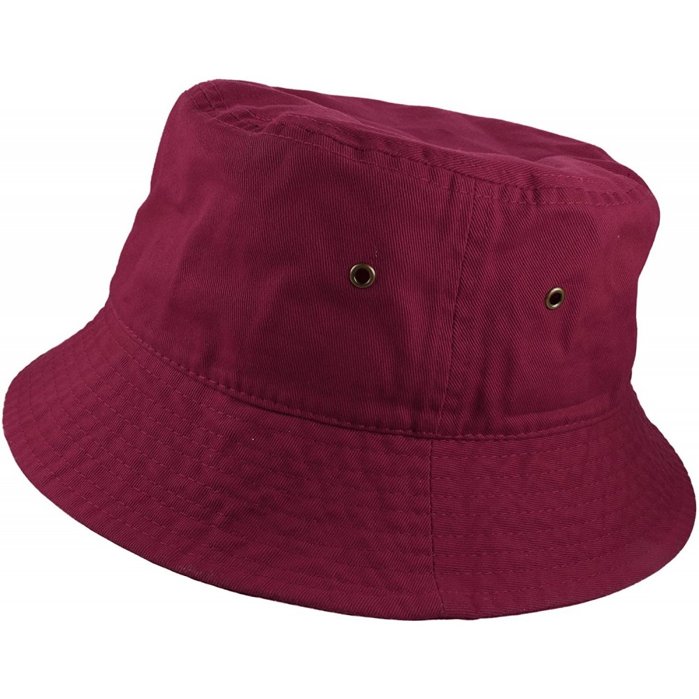 Bucket Hats 100% Cotton Packable Fishing Hunting Summer Travel Bucket Cap Hat - Burgundy - C918T5NSI8C $14.93