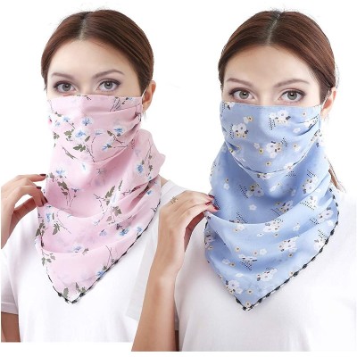 Balaclavas 2 or 4 Pack Women Sun Mask Face Scarf Chiffon Wrap Dust Shield Neck Gaiter UV Protection - Royalblue - CQ18KQZ7X3E...