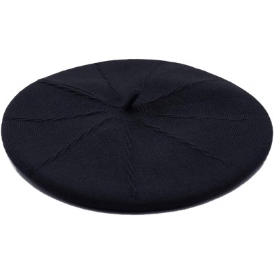 Berets French Beret Hat-Reversible Solid Color Cashmere Beret Cap for Womens Girls Lady Adults - Navy1 - CL192A9ICDE $20.25