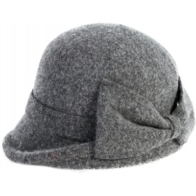 Bucket Hats Womens 1920s Vintage Wool Felt Cloche Bucket Bowler Hat Winter Crushable - 16209_grey - CN12MYCY69F $22.54