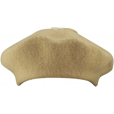 Berets Womens French Artist Solid 100% Wool Beret Hats with Rivets Ribbon - Beige - C0186I0IMM5 $12.68