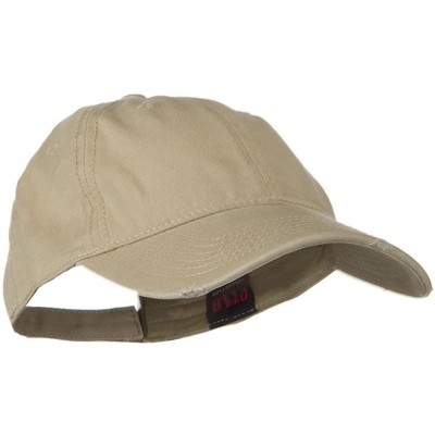 Baseball Caps Superior Garment Washed Cotton Twill Frayed Visor Cap - Khaki - CE11918DCAN $24.96