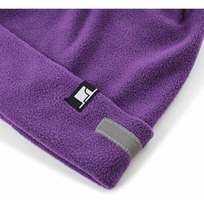 Skullies & Beanies Fleece Winter Functional Beanie Hat Cold Weather-Reflective Safety for Everyone Performance Stretch - Purp...