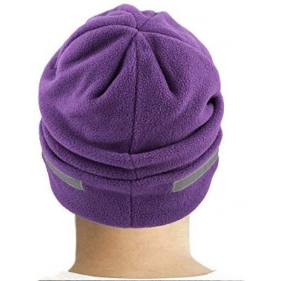 Skullies & Beanies Fleece Winter Functional Beanie Hat Cold Weather-Reflective Safety for Everyone Performance Stretch - Purp...