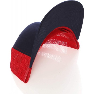 Baseball Caps Vintage Retro Style Plain Two Tone Trucker Hat Adjustable Snapback Baseball Cap - Navy Red - CB18HM8E4WM $10.67