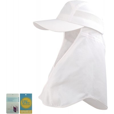 Sun Hats Taslon UV Cap with Removable Flap - White - CR11LV4GUSH $16.94