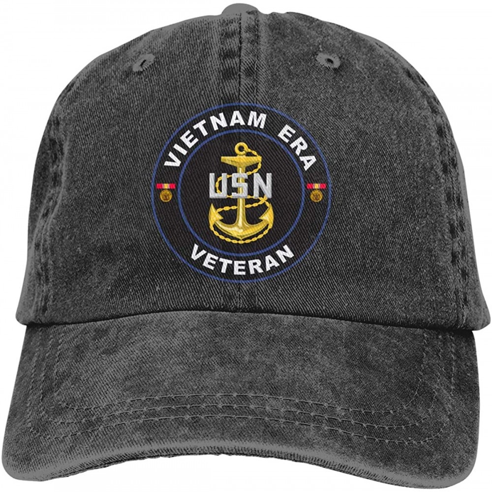 Baseball Caps United States Navy Vietnam Era Veteran Retro Adjustable Cowboy Denim Hat Unisex Hip Hop Black Baseball Caps - C...