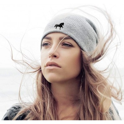 Skullies & Beanies Custom Slouchy Beanie Tennessee Walking Horse Embroidery Cotton - Light Grey - CR12ESMIV5X $9.38