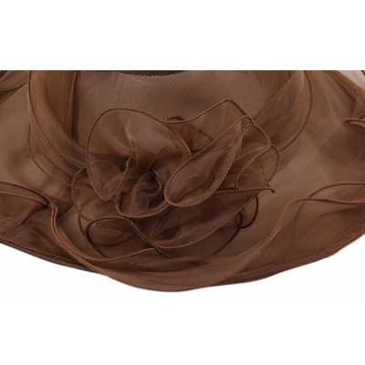 Sun Hats Women's Colorful Organza Flower Brim Kentucky Derby Hat - Coffee - C912GT8708N $17.21