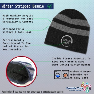 Skullies & Beanies Custom Striped Beanie for Men & Women Just Married Newlywed Embroidery Acrylic - Black - CY18AI0CEZO $20.61