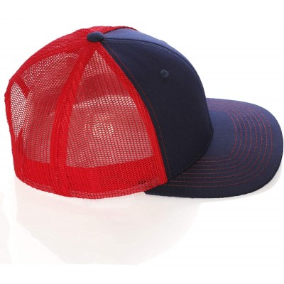 Baseball Caps Vintage Retro Style Plain Two Tone Trucker Hat Adjustable Snapback Baseball Cap - Navy Red - CB18HM8E4WM $10.67