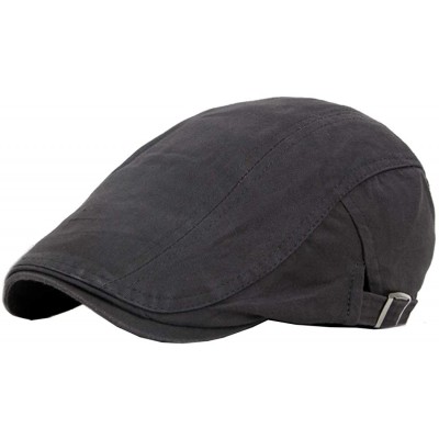 Newsboy Caps Mens Solid Beret Hat Plain Cabbie Classic Newsboy Flat Ivy Cap - 2pack-black/Dark Grey - CF18Q7KX7ZT $13.78