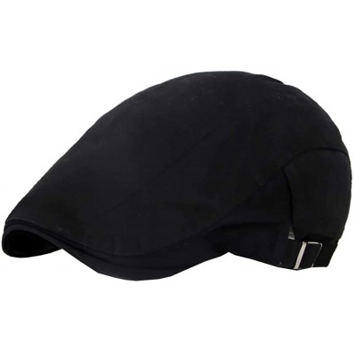 Newsboy Caps Mens Solid Beret Hat Plain Cabbie Classic Newsboy Flat Ivy Cap - 2pack-black/Dark Grey - CF18Q7KX7ZT $13.78