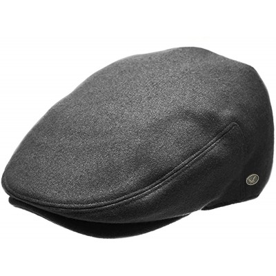 Newsboy Caps Classic Men's Flat Hat Wool Newsboy Herringbone Tweed Driving Cap - Plain Charcoal - CX1899UU833 $16.93