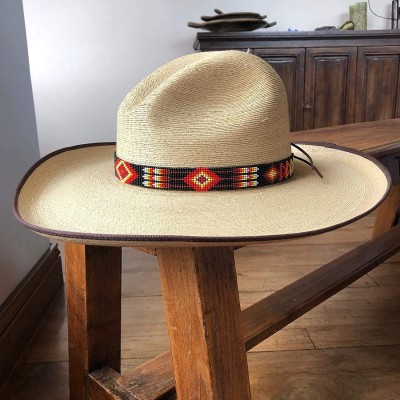 Cowboy Hats Beaded Hat Band- Hatband Cowgirl Western- Leather Ties- Men- Women- Handmade in Guatemala 7/8 Inches x 21 Inches ...