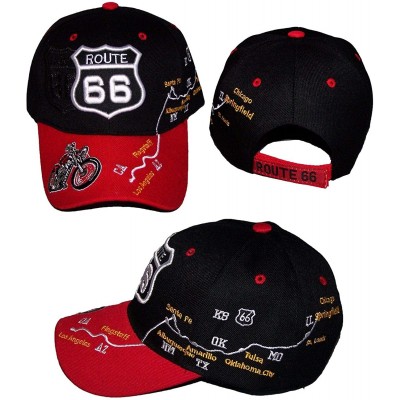 Baseball Caps Route 66 Map Motorcycle Baseball Caps Hats Embroidered 2 Tone Color (7508CG Z) - CD18Q299MXX $8.23