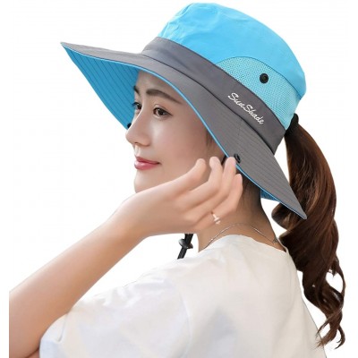 Sun Hats Women's Outdoor UV Protection Foldable Mesh Wide Brim Beach Fishing Hat - C318CK4CCQS $10.11