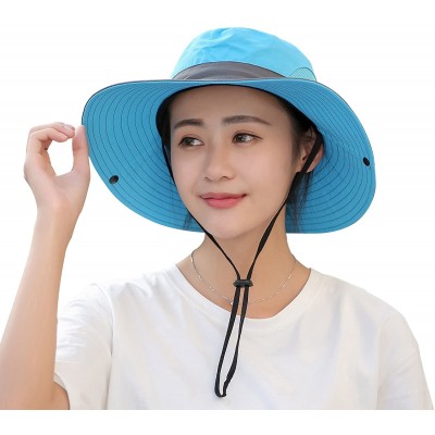 Sun Hats Women's Outdoor UV Protection Foldable Mesh Wide Brim Beach Fishing Hat - C318CK4CCQS $10.11