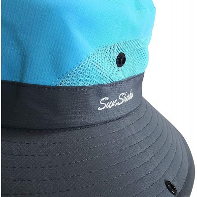 Sun Hats Women's Outdoor UV Protection Foldable Mesh Wide Brim Beach Fishing Hat - C318CK4CCQS $10.11