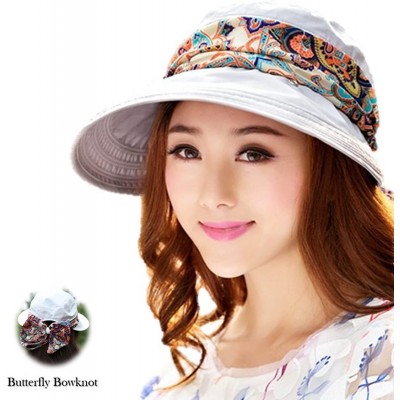 Sun Hats Roll Up Wide Brim Sun Visor UPF 50+ UV Protection Sun Hat with Neck Protector - Beige+blue - CD18DGY408E $23.59