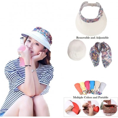 Sun Hats Roll Up Wide Brim Sun Visor UPF 50+ UV Protection Sun Hat with Neck Protector - Beige+blue - CD18DGY408E $23.59