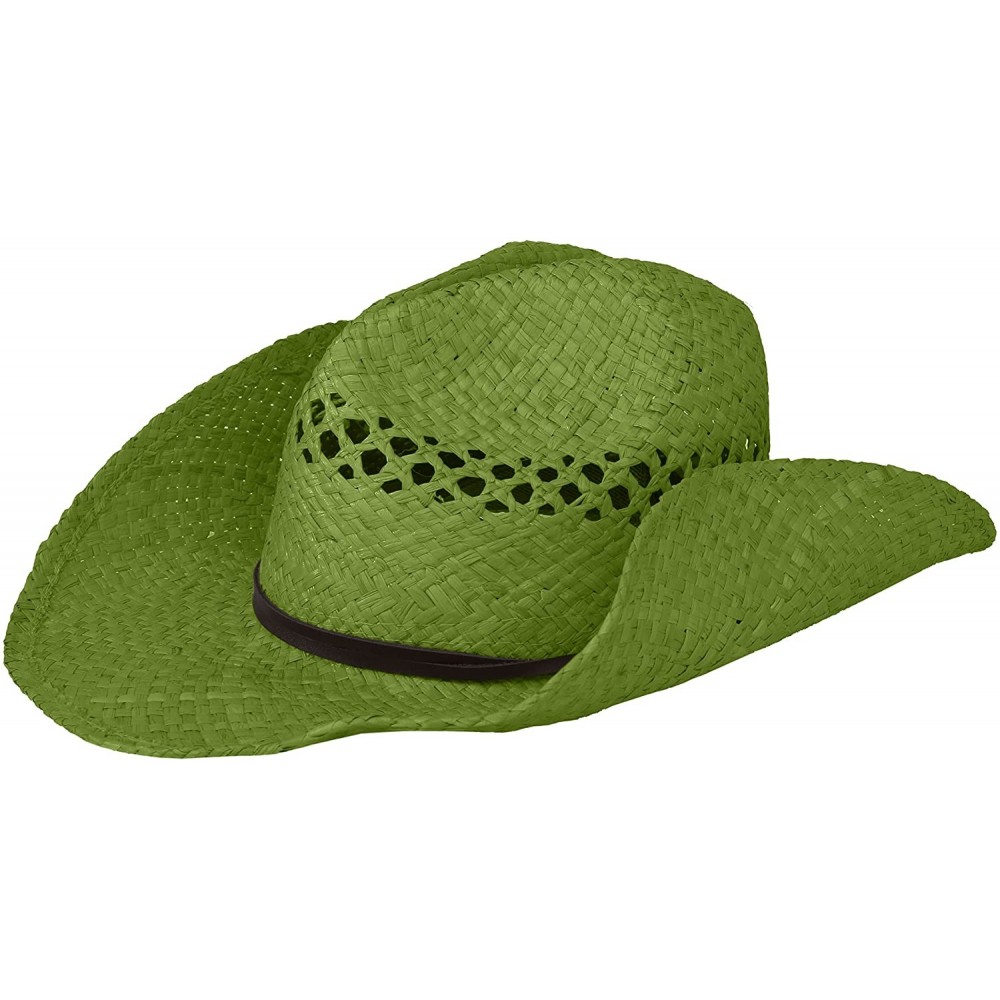 Cowboy Hats Women's Raffia Cowboy Hat - Green - CQ115EM34AX $53.31