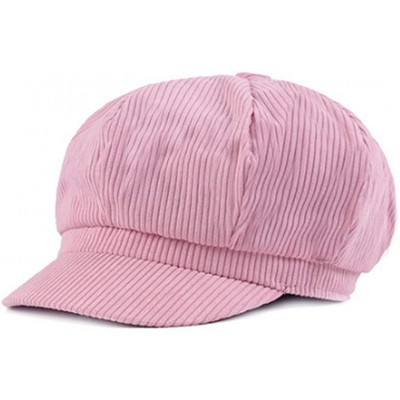 Berets Adjustable Autumn Winter Newsboy Cap for Women Men Vintage Corduroy Octagonal Flat Cap Retro Beret - Pink - CX192A4EKR...