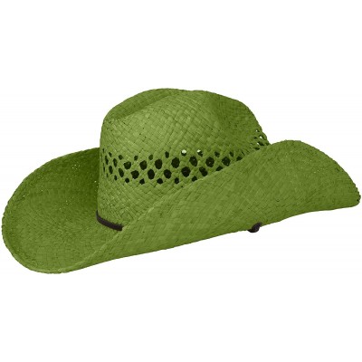 Cowboy Hats Women's Raffia Cowboy Hat - Green - CQ115EM34AX $29.83