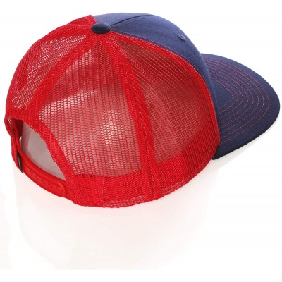 Baseball Caps Vintage Retro Style Plain Two Tone Trucker Hat Adjustable Snapback Baseball Cap - Navy Red - CB18HM8E4WM $10.67