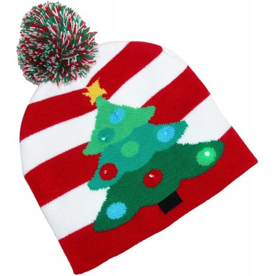 Skullies & Beanies Flashing Lights Holiday Christmas Beanie Cap (Pack of 2) - Christmas Tree - CR188EXA9QZ $12.44