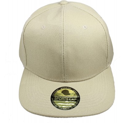 Baseball Caps Plain Blank Flat Brim Adjustable Snapback Baseball Caps Wholesale LOT 12 Pack - Khaki - C0189SWZCEK $21.93